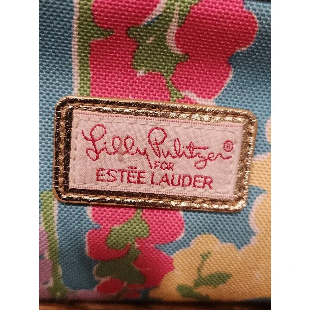 DESIGNER LILLY PULITZER ESTEE LAUDER SMALL COSMETICS BAG ZIPPERED BRIGHT FLORAL‎